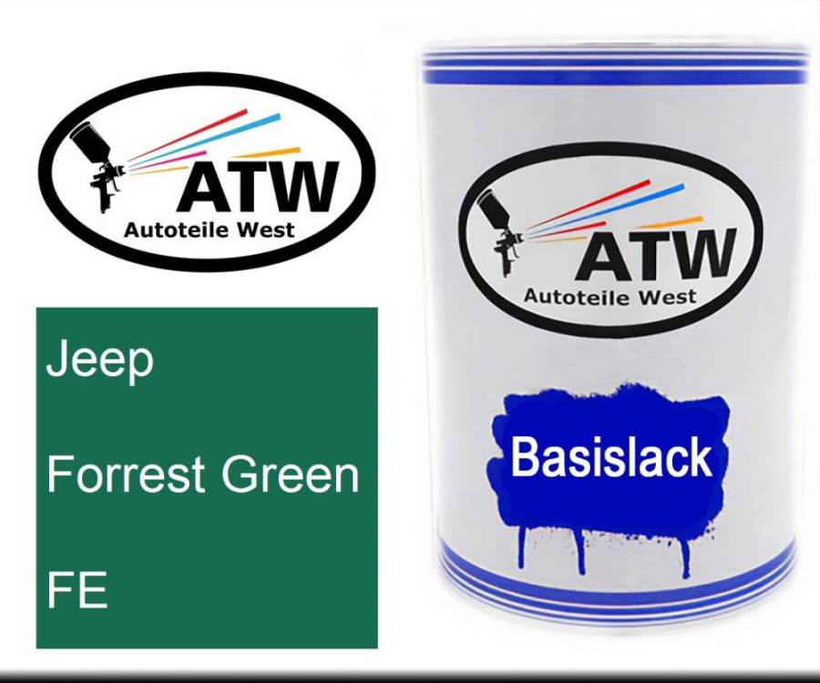 Jeep, Forrest Green, FE: 500ml Lackdose, von ATW Autoteile West.